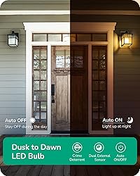 EDISHINE Dusk to Dawn Light Bulbs Outdoor, A19 LED