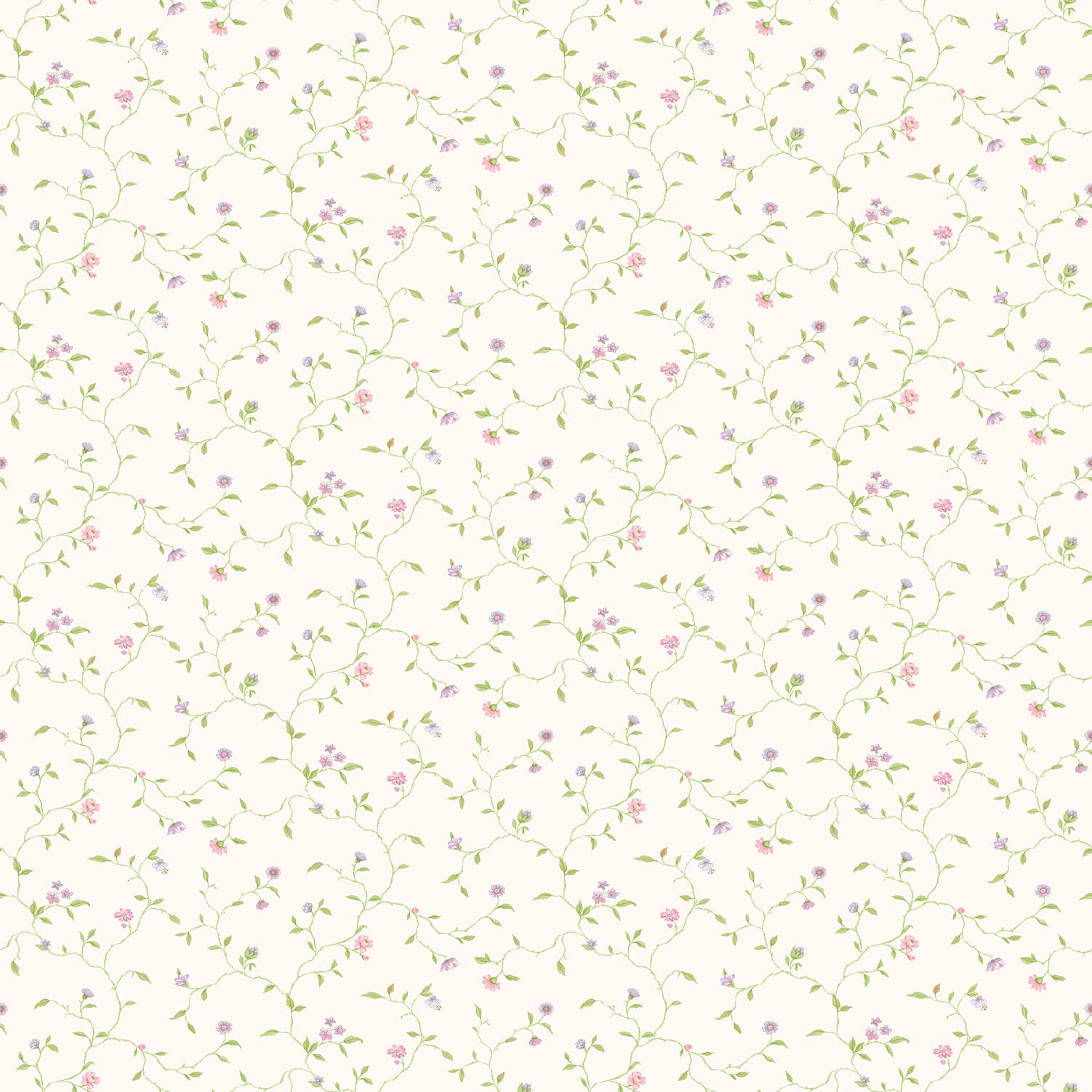 Galerie G67923 Miniatures 2 Small Flower Vines Design Wallpaper, Pink/White, 10m x 53cm