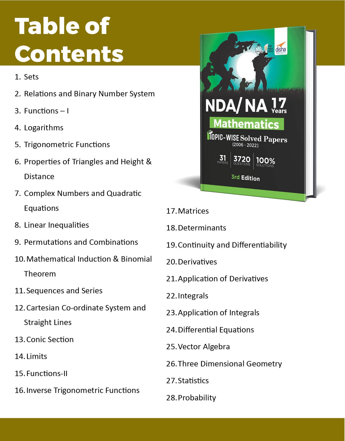 NDA/ NA 17 years Mathematics Topic-wise Solved Papers (2006 - 2022) 3rd Edition 1
