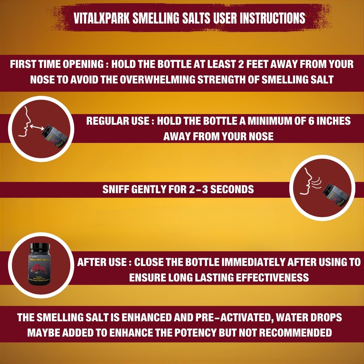 Smelling Salts Ammonia Inhalant Salts Strong Wake Up Long Lasting Enhanced Pre-Activated Potent Smelling Salt for Athletes in Hockey, Weightlifting and Powerlifting 2 OZ