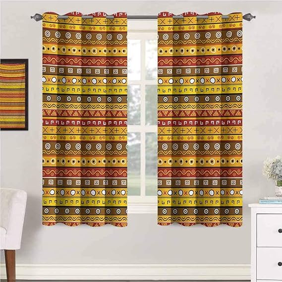 Primitive Small Window Short Curtains Tribal Art with