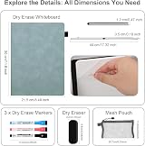 AGM Dry Erase Mini Whiteboard A4 30x21.5 cm Double-Sided with 3 Pens Kit view 2