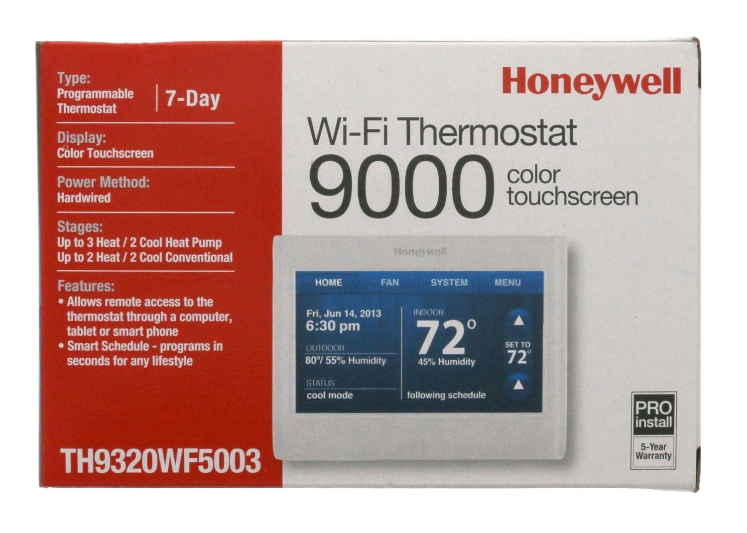 Honeywell TH9320WF5003 WiFi 9000 Color Touchscreen Thermostat eBay