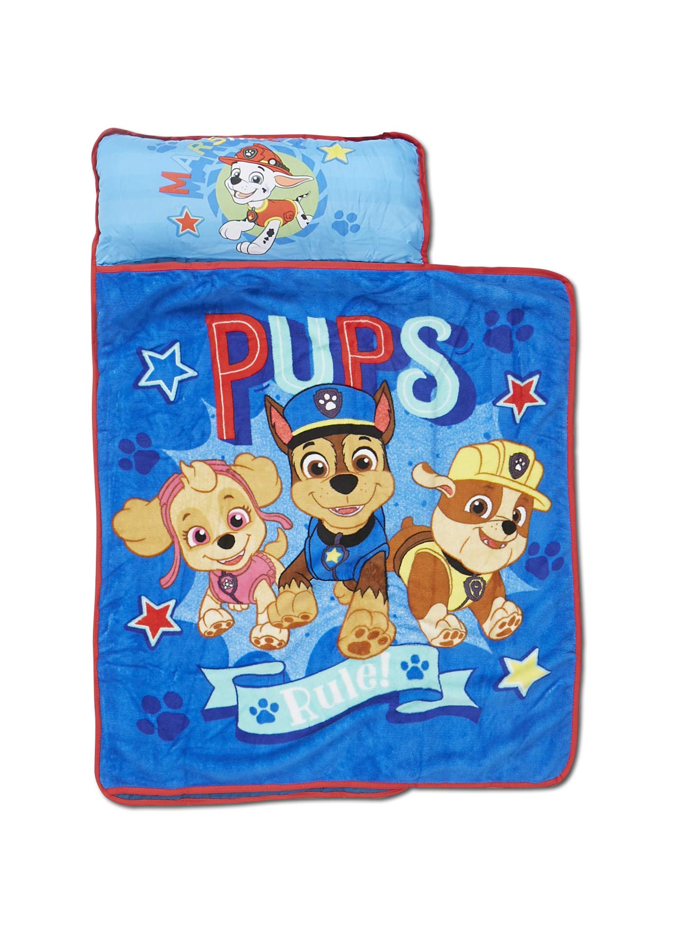 Paw Patrol We're a Team Toddler Nap-Mat Set– Quilted Nap Mat with Built-in Pillow and Plush Blanket – Portable Nap Mat for Daycare, Preschool, Sleepovers & Travel – for Boys or Girls