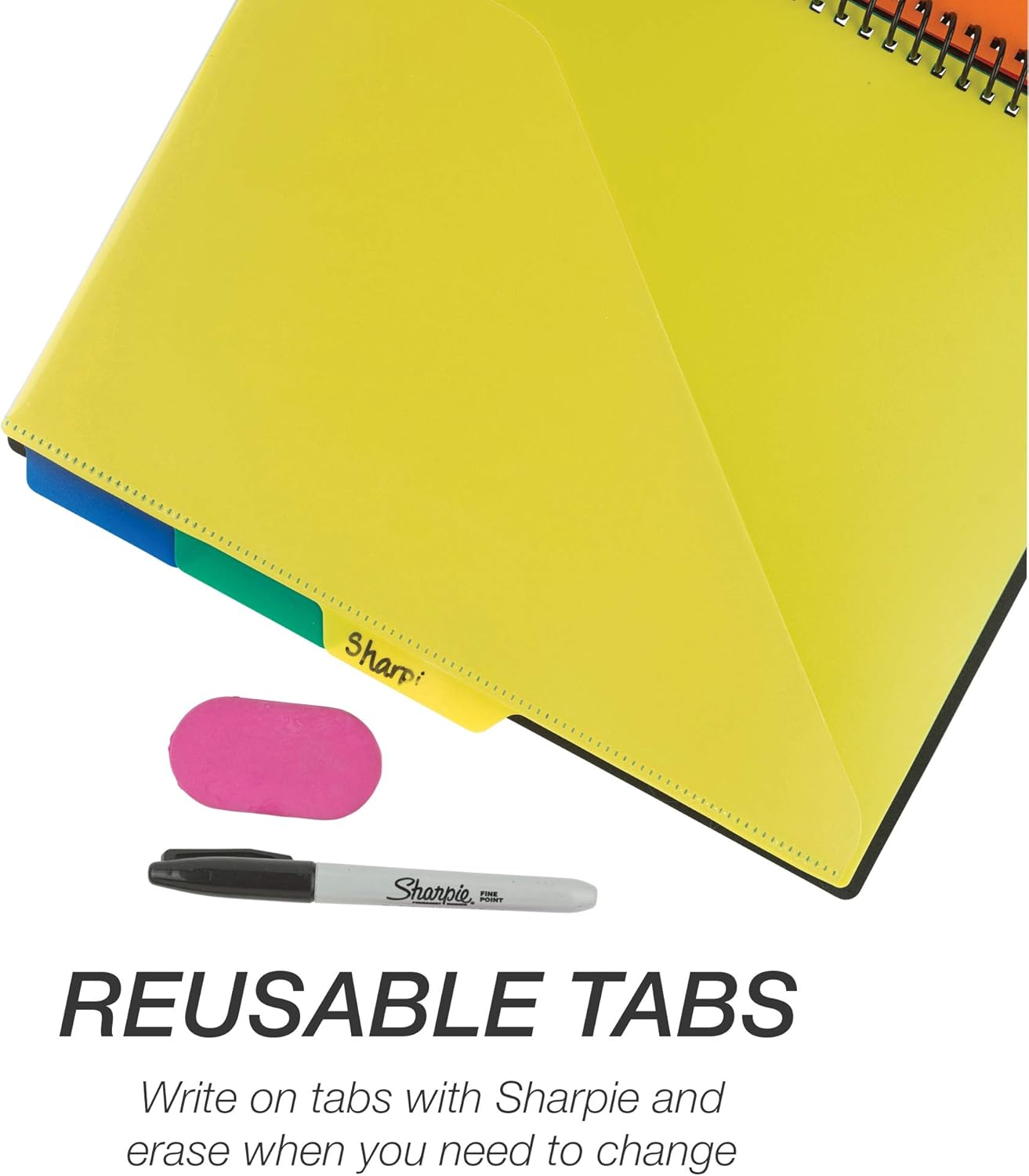 Samsill 10 Pocket Spiral Project Organizer with Dividers, Customizable Front Cover, Erasable Write On Tabs : Office Products
