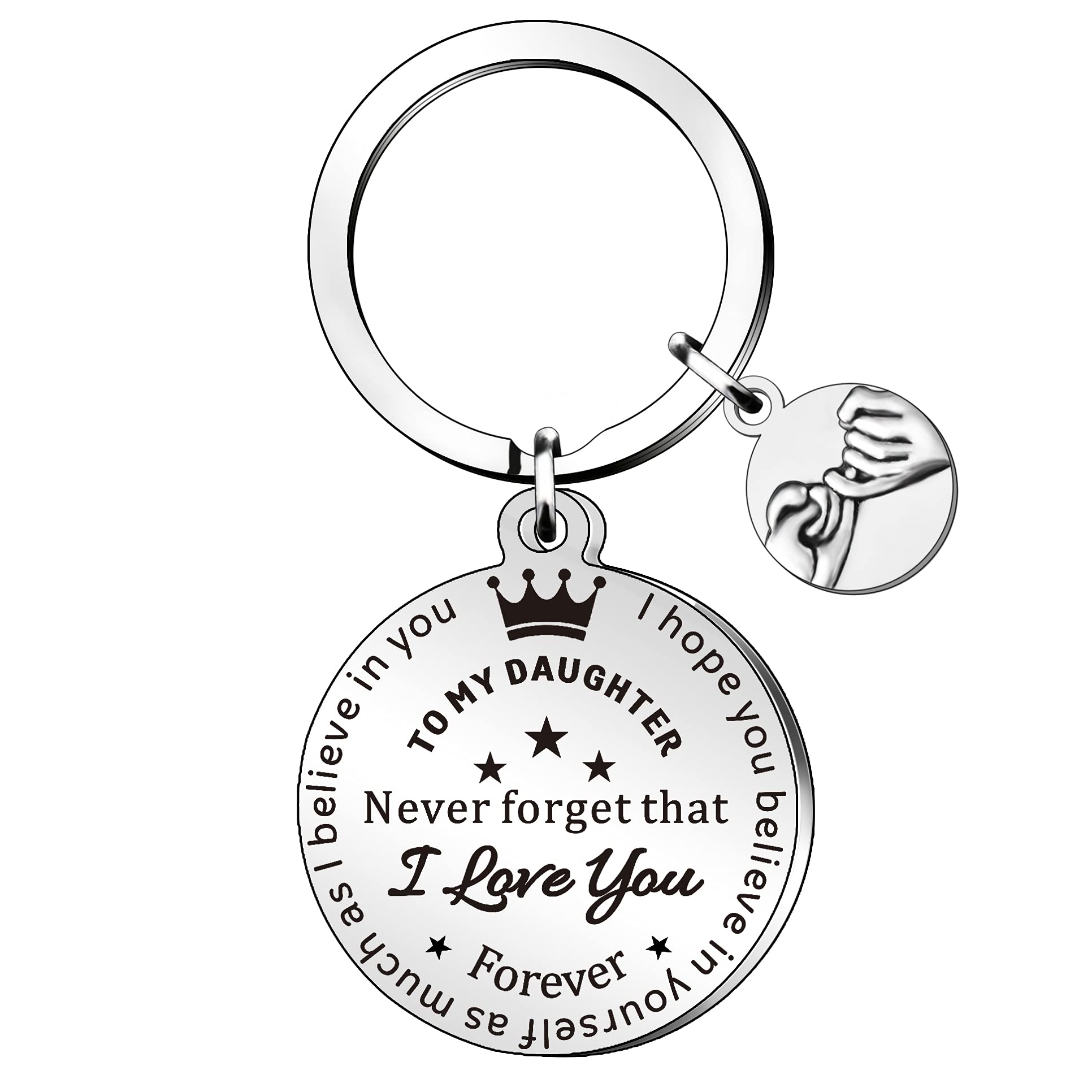 QMVMV To My Daughter Inspirational Gifts Keyring Keychain Key Rings Chains From Mum Dad Never Forget That I Love You Forever