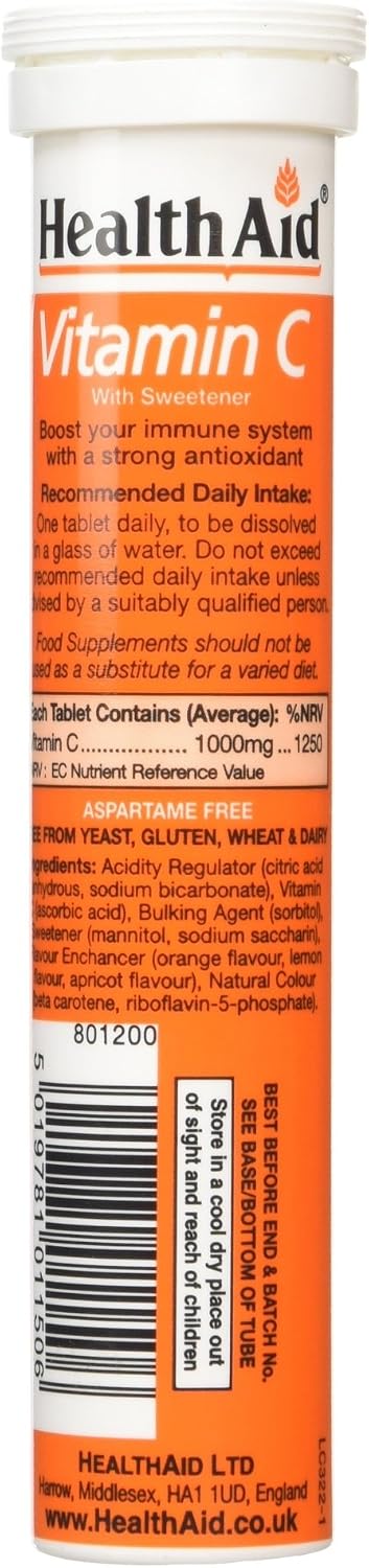 HealthAid Vitamin C 1000mg Effervescent Orange Flavour, 20 Tablets, White, 20 count (Pack of 1) - Image 3