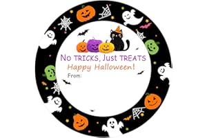 YITLA Happy Halloween Label Stickers,120PCS 2 inch Trick or Treat Halloween Name Tag Stickers for Goodie Bags, Envelope Seals,Holiday Tags, Party Favors (Happy B)