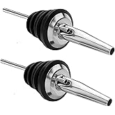 LanMa Olive Oil Spout Pourer, 2PCS Stainless Steel Liquor Bottle Pourers Spouts with Rubber Dust Caps