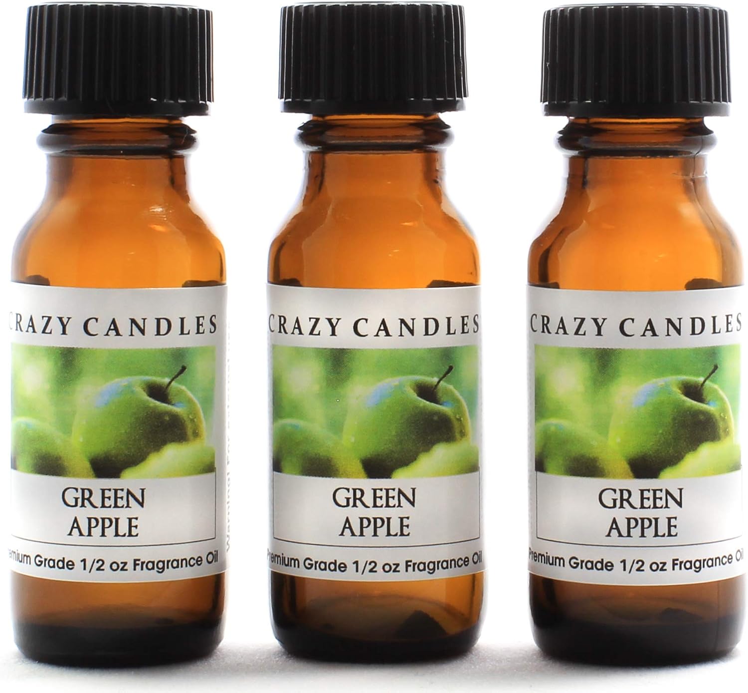 Crazy Candles Green Apple 3 Bottles 1/2 FL Oz Each (15ml) Premium Grade Scented