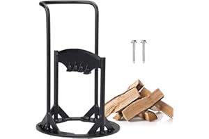 DEERFAMY 15“ XL Kindling Splitter, 8.6lbs Heavy Duty Cast Iron Log Splitter Wedge, Open Top Ring Design Manual Wood Splitter, Firewood Cracker Easy Portability, No Sharp Edge for Campsite & Home