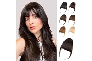 EINAEY Bangs Hair Clip - Brown Black Clip in Bangs Real Human Hair, Fake Bangs Clip on Bangs for Women Fringe with Temples Wispy Bangs Hair Extensions for Daily Wear