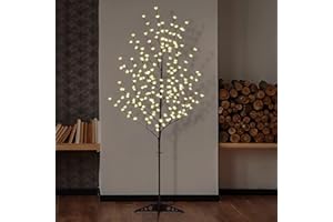 LIGHTSHARE 6.5 feet 208L LED Lighted Cherry Blossom Tree, Warm White, Decorate Home Garden, Spring, Summer, Wedding, Birthday, Christmas Holiday, Party, for Indoor and Outdoor Use
