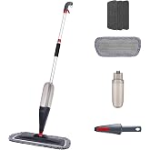 Lanaire Spray Mop for Hardwood Tile Floor Cleaning with 4 Washable Pads | Wet Dry Mop with Sprayer | 800 ml Refillable Bottle | 360 Swivel Head | 3 Microfiber + 1 Fringe Pad | Wood Laminate Vinyl LVP