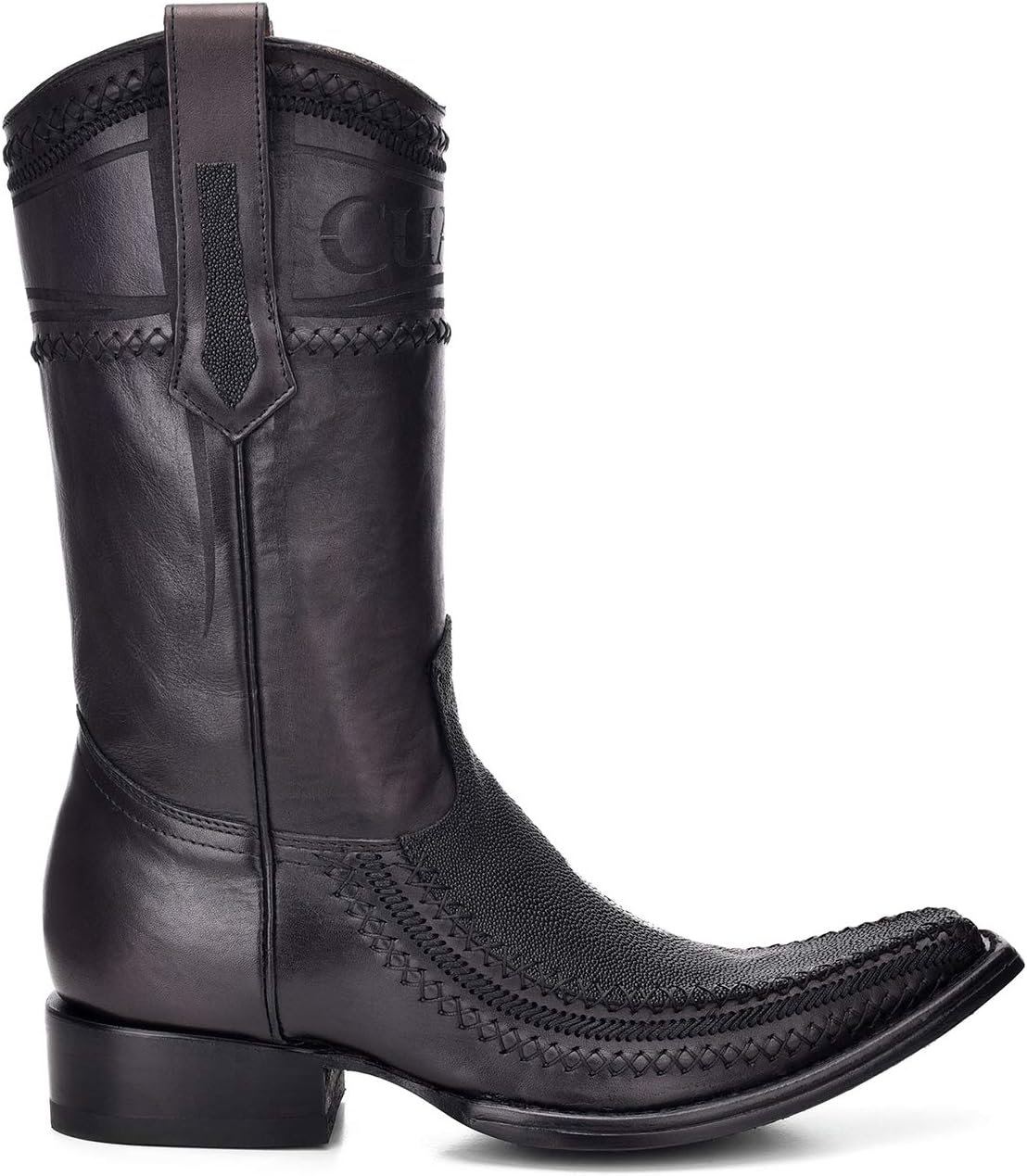 Cuadra Western Botas para hombre en piel auténtica Stingray negro