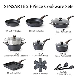 SENSARTE Pots and Pans Set Nonstick, 20 Pcs