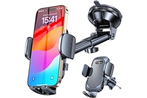 COOLPOW Car Phone Holder Mount【Window + Vent +Dash】Windshield Phone Mount for Car【360°Rotation】Suction Cup Phone Mount for Truck Stand Dashboard Cell Phone Holders for Your Car Mount for iphone holder for car