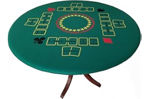 ATAZUA Fitted Round Elastic Edge Championship Poker Felt Game Table Cover Reversible to Solid Green Stretches to fit 36 to 48 inches1