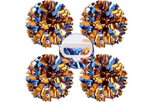 Lovecheer 4PCS Pom Poms Cheerleading with Handle Rings Metallic Plastic Cheer Pom Poms Sports Team Spirits Cheering Squad Dance Training