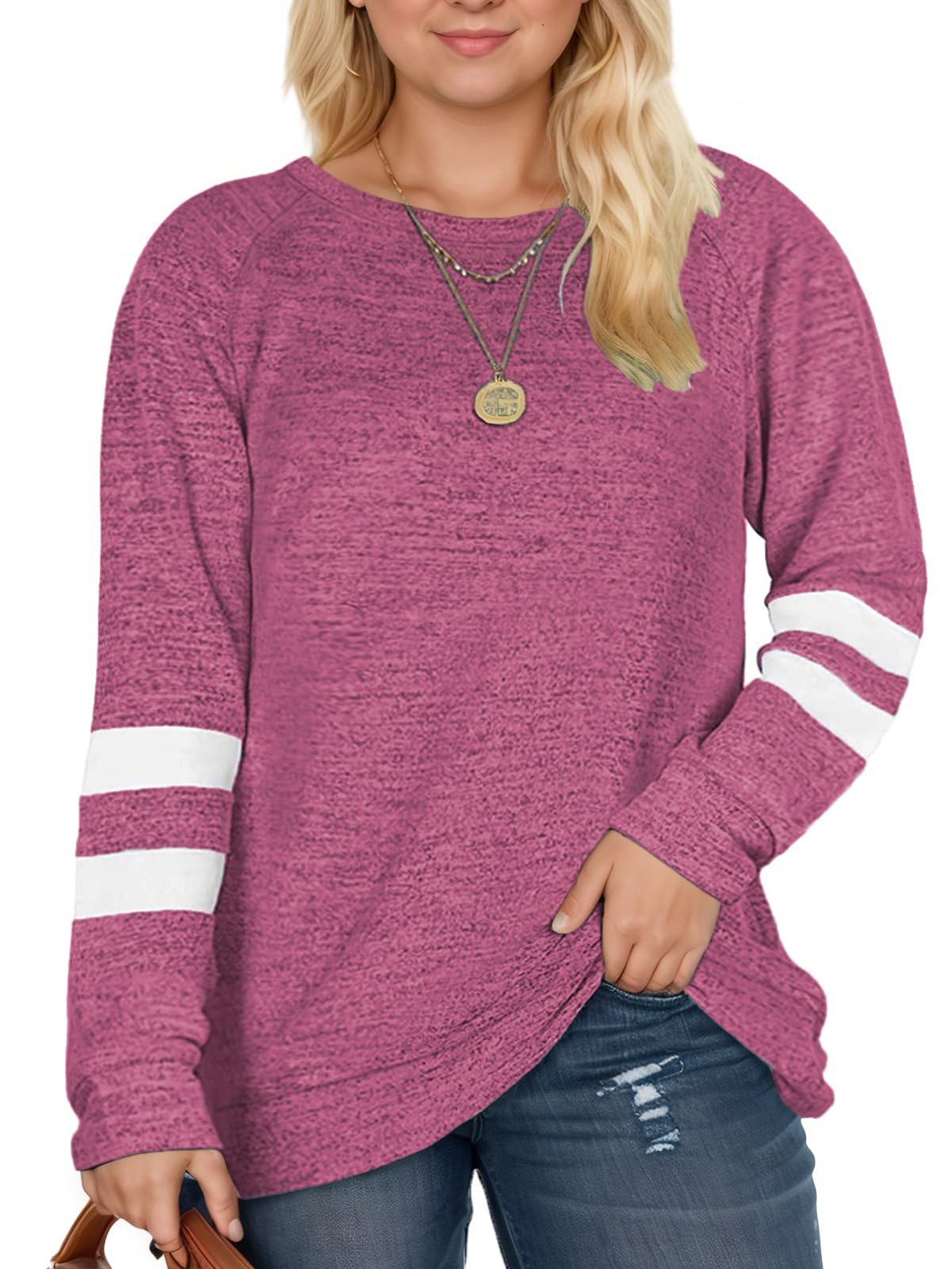 DOLNINE Plus Size Pullovers for Women Crewneck Fall