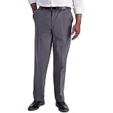 Haggar Men's Iron Free Premium Khaki Classic Fit Flat Front Expandable Waist Casual Pant (Regular and Big & Tall Sizes)