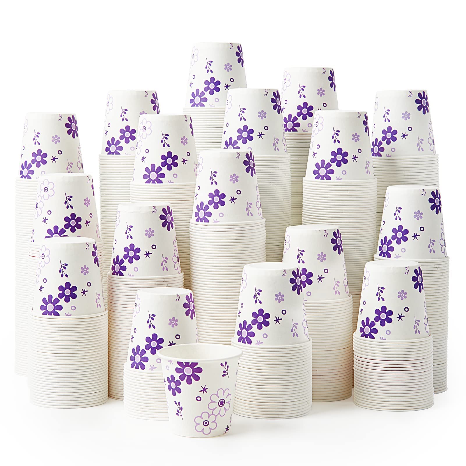 Photo 1 of [600 Pack] 3oz Disposable Bathroom Cups, Paper Mouthwash Cups, Cold Disposable Drinking Cup for Party, Picnic, BBQ, Travel, and Event, Purple Floral