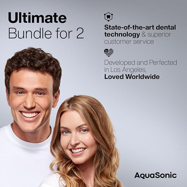 AQUASONIC DUO – DUAL HANDLE ULTRA WHITENING 40,000 VPM WIRELESS CHARGING ELECTRIC TOOTHBRUSHES – 3 MODES WITH SMART TIMERS – 10 DUPONT BRUSH HEADS & 2 TRAVEL CASES INCLUDED