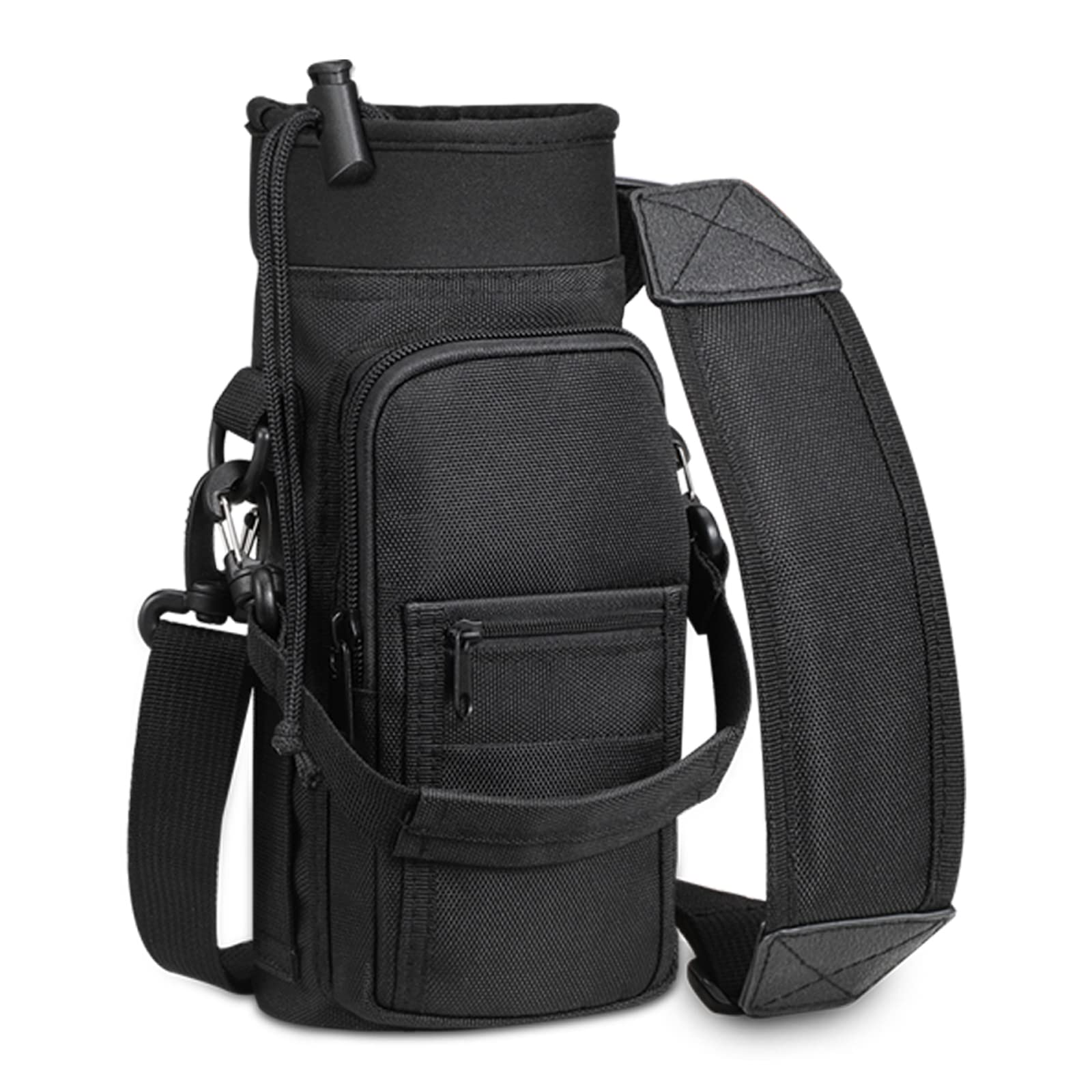SITHON Water Bottle Carrier Bag with Adjustable Shoulder Strap, Sports Water Bottle Sling Case Holder Sleeve Pouch with 2 Pockets/Hand Strap for Hiking Travelling School Camping,