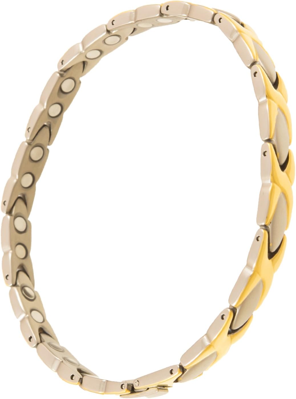 MJM - Gold And Silver Titanium Anklet With Double Magnets For Magnetic Therapy (9 inch)