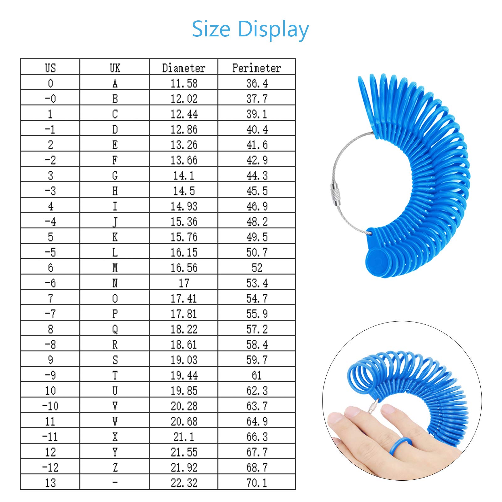 TAZEMAT Ring Sizer Gauge Set Ring Guard Clip Size Adjuster for Loose Rings Plastic Transparent Rings Resizer with Polishing Cloth Adjustable Finger Measuring Sizes Chart UK A to Z for Men and Women