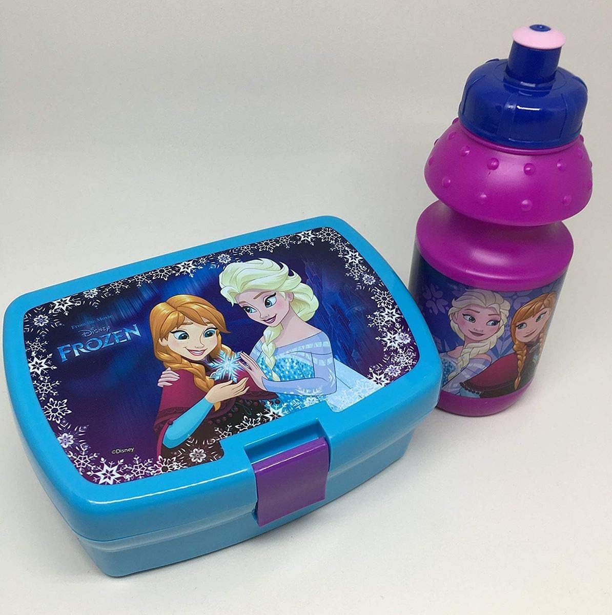 Diakakis – 0561610 Picnic Plastic Lunch Box and Water Bottle Set – Frozen – 16 x 11 x 6 cm
