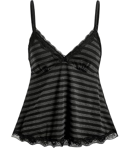 トップス THEREDTHERED lace trim layer cami black THEREDTHREAD / ザ