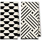 ArtisaEura Black and White Kitchen Towels Set of 2, Boho Minimalist Abstract Dish Tea Towels for Kitchen Decor, Retro Mid Century Modern Hand Towels for Bathroom Decor, 16x24 Inches