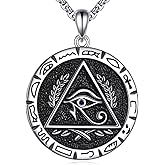 AXOMY Eye of Horus Necklace 925 Sterling Silver Eye of Horus Pendant Ancient Egyptian Jewelry Gift for Men Women