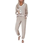 JUSTFASHIONNOW Women's Pajama Sets 2 Piece Striped Lounge Sets Long Sleeve Top and Pants Soft Sleepwear Pjs 2025 Fall Outfits
