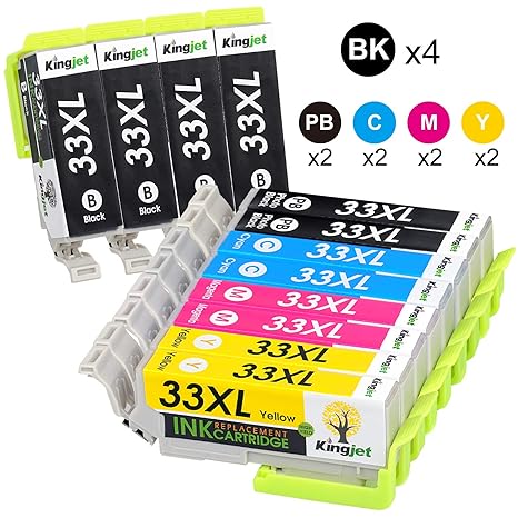 Kingjet 33XL Kompatibel Ersatz für Epson 33 XL Patronen für Epson Expression Premium XP-530 XP-630 XP-635 XP-640 XP-645 XP-54