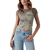 GUESS Womens Short Sleeve Summer Vibes R5 Burnout Tee