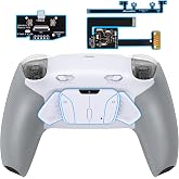 eXtremeRate RISE4 Plus MAX Back Paddles Kit with Clicky Trigger Stops &amp; Rubberized Grip for PS5 Controller BDM-010 020, Remappable Back Buttons Kit for PS5 Controller - White Gray - NO Controller