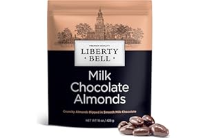 LIBERTY BELL Milk Chocolate Covered Almonds | 15 Oz Bag | Roasted Chocolate Covered Nuts | Creamy & Crunchy Snack Nuts | Office Candy, Gourmet Party Favor & Gift Basket Filler