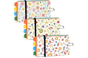 HIBOX 300PCS Index Cards, Lined Index Cards with Dividers Ruled Flash Cards with Ring Floral Cover Note Cards Study Cards Notecards for School Learning Office