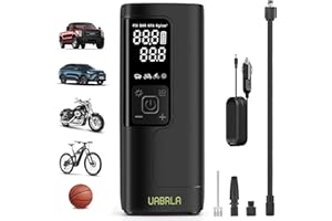 UABRLA Tire Inflator, 2-in-1 Portable Air Compressor 2X Faster Inflation Cordless Tire Pump with Tire Pressure Gauge, USB Qucik Charge, Air Pump with LED Light for Car,Bicycle,Motorcycle,Ball (Upgraded）