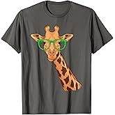 Hipster Giraffe Glasses Funny Zoo Animal African Safari T-Shirt