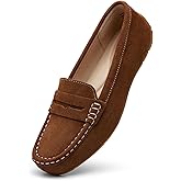 KORDAL Women's Comfortable & Lightweight Suede Leather Penny Loafers Slip-Ons Cute Business Casual Dress Shoes Work Office Flats Everyday Walking Shoes Driving Mocs for Women