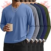 Velvelhall 5 Pack Men's Big and Tall Thermal Shirts Fleece Lined V Neck Long Sleeve Base Layer Tops Loose Casual Warm Winter