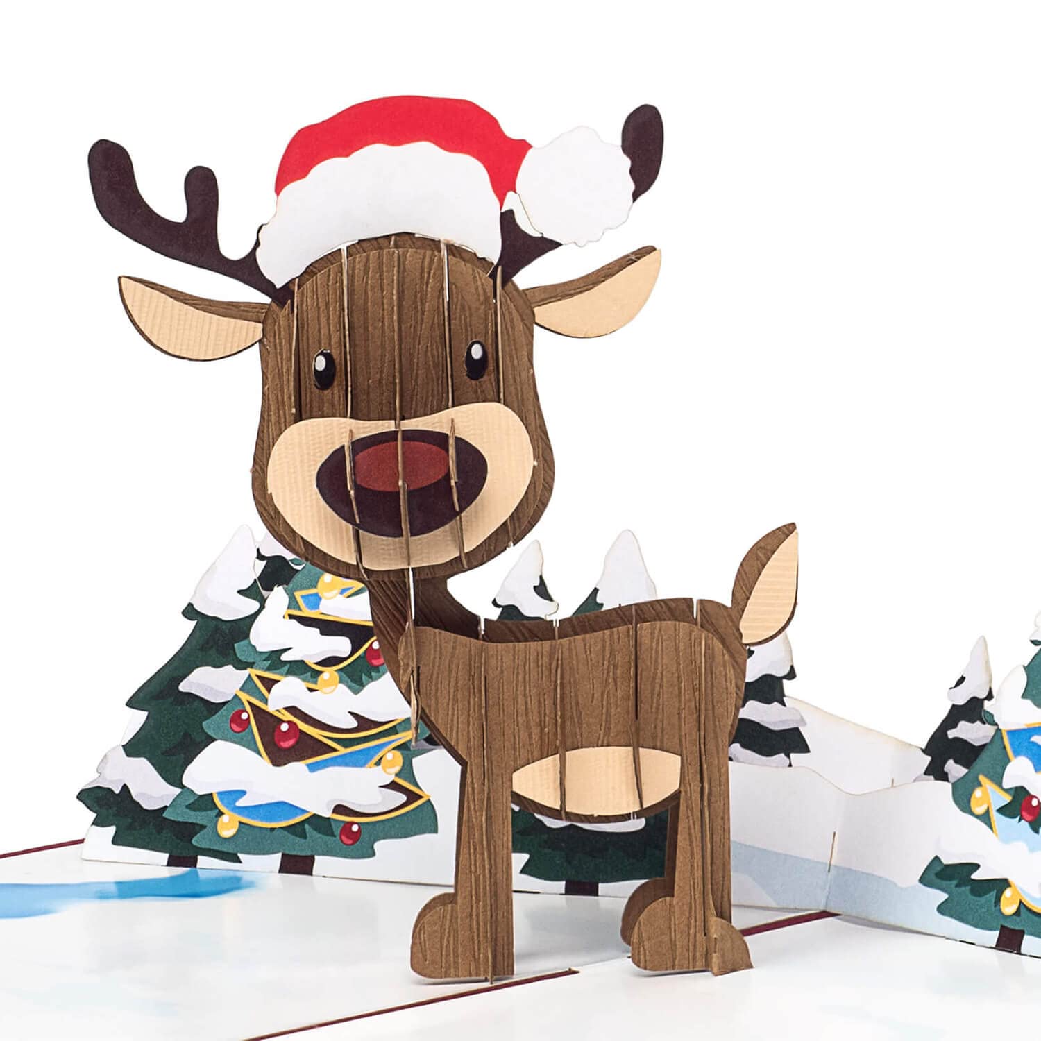 papercrush Pop-Up Christmas Card Reindeer - Handmade 3D Merry Xmas Card for Family & Friends (Children, Mum, Wife) - Funny Christmas Greeting Card with Envelope