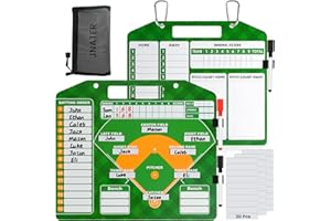 JNATER Magnetic Baseball Lineup Board - Double-Sided Baseball Clipboard for Coaches (30 Pcs Lineup Cards), Dry Erase Softball Lineup Board for Dugout with 3 Marker Pens, Baseball Coaching Accessories