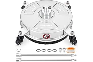 GDTOOLYㅤ 14" Pressure Washer Surface Cleaner, Stainless Steel Power Pressure Washer Attachment for Concrete, Patio, Driveway, Deck Cleaning, 2 Extension Wand Accessories, 1/4" Quick Connect, 4000 PSI