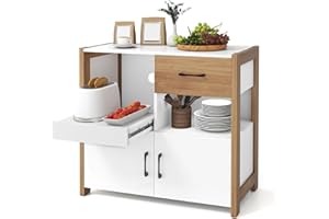 Giantex Sideboard Buffet Cabinet with Pull-Out Shelf, Modern Kitchen Buffet Table with Storage Cabinet, Drawer and Doors, Acc