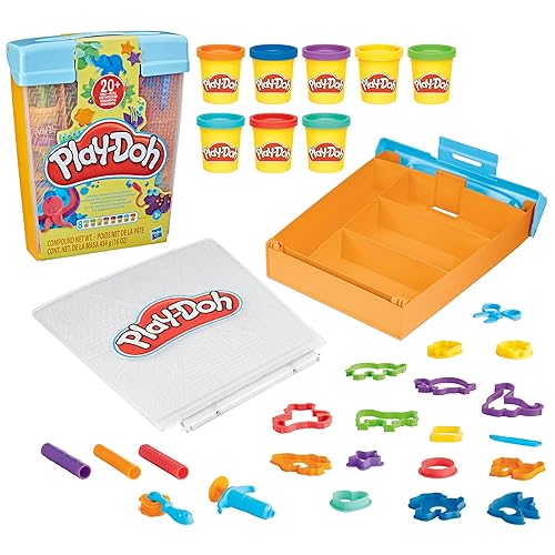 Play-Doh Imagine Animals Storage Set for Toddlers with 8 Cans of Non-Toxic Modelling Compound and 22 Accessories, Creative Toys for 3+ Year Old Kids, Arts and Crafts