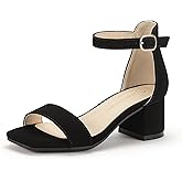 HEHAINOM Girls Dress Shoes Heels Sandals Little Big Kids Square-Toe Ankle Strap Wedding Party Flower Girls Shoes